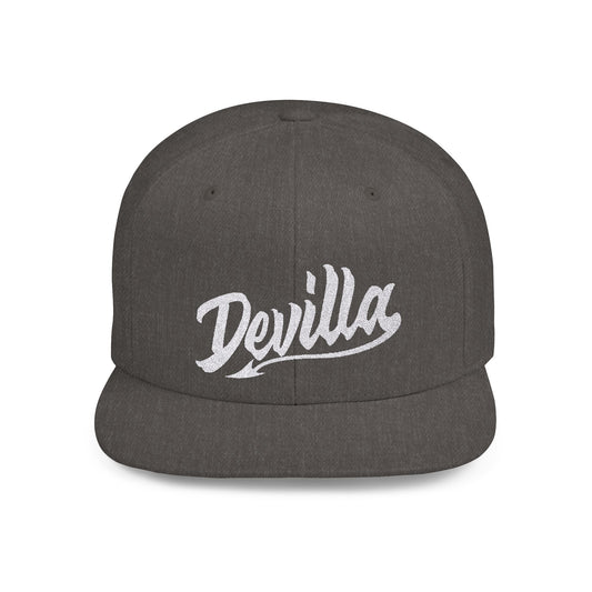 Devilla Band Cap White Logo - Flat Bill Snapback