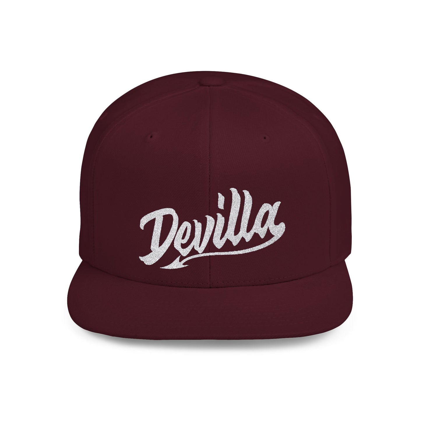 Devilla Band Cap White Logo - Flat Bill Snapback
