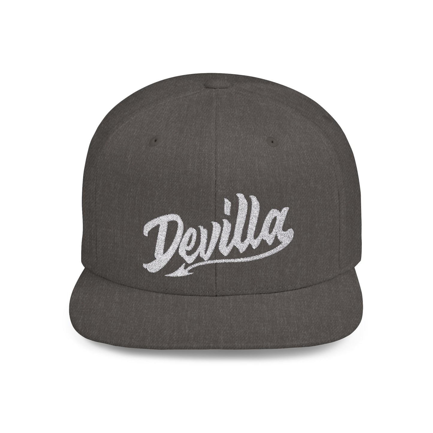 Devilla Band Cap Black with white Logo - Flat Bill Snapback